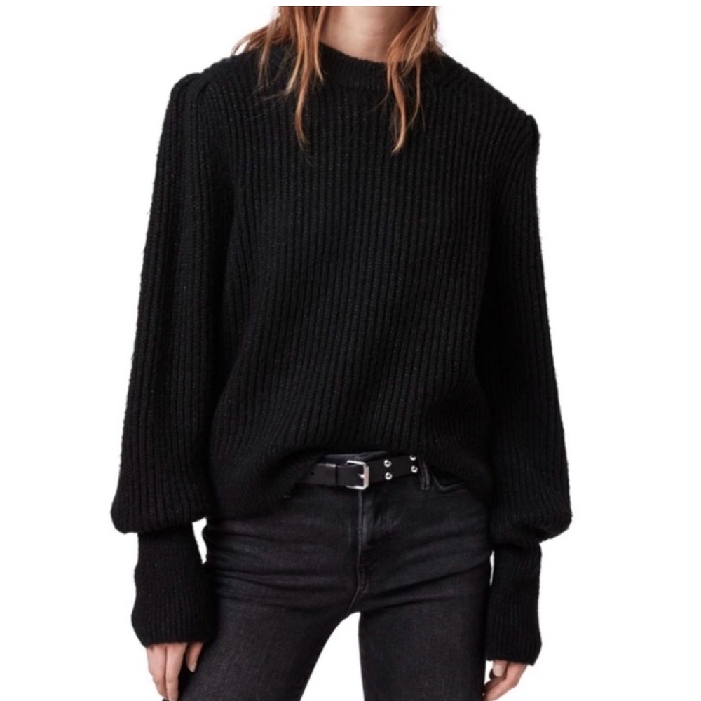 All Saints Myra Shine Sweater In Black -XS